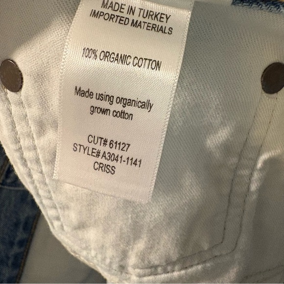 Agolde Criss Cross Buttonfly Distressed Denim Skirt Size 30 - Picture 4 of 12